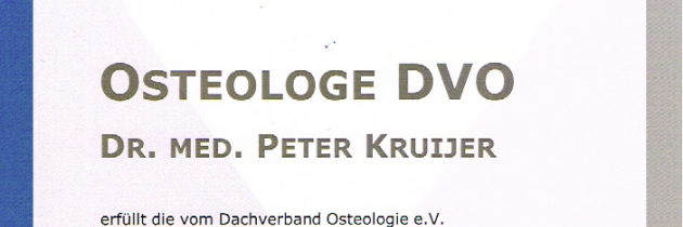 Dr. Kruijer als Osteologe rezertifiziert